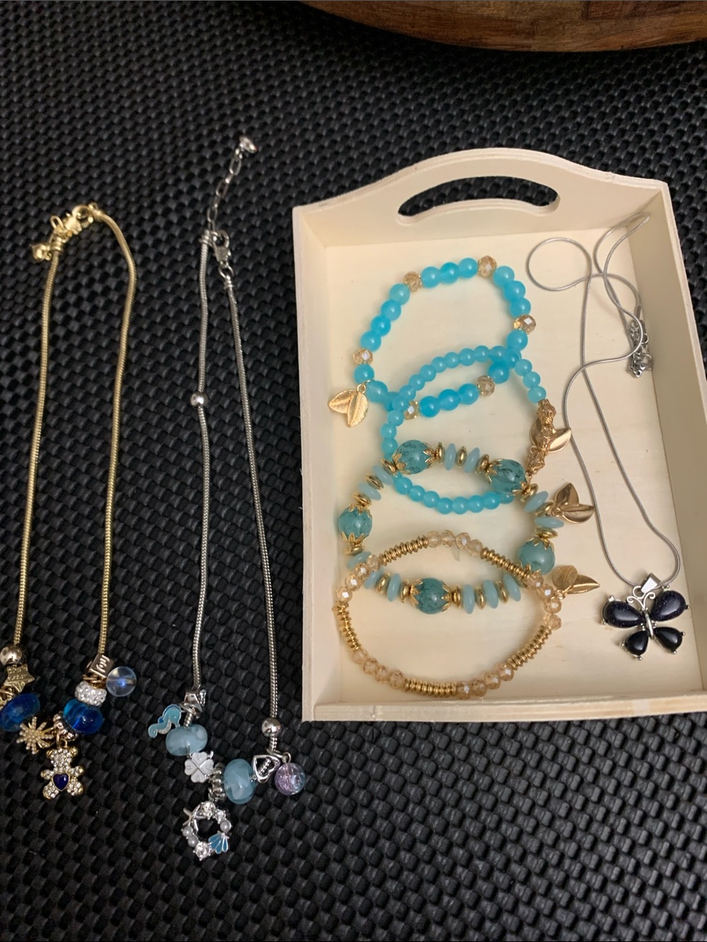 Beaded Stretch Bracelets & Charm Necklaces- ALL BRAND NEW! 🦋🍃🧸💙